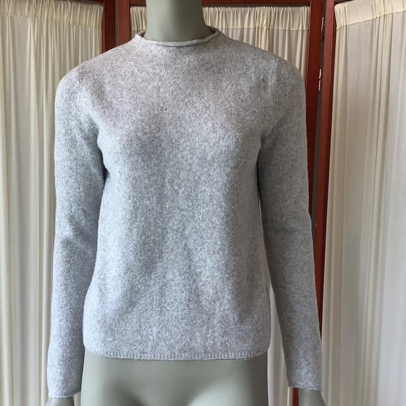MNG Womens Gray Sweater Acrylic Wool Rolled Edge Neckline Size S - Picture 2 of 8